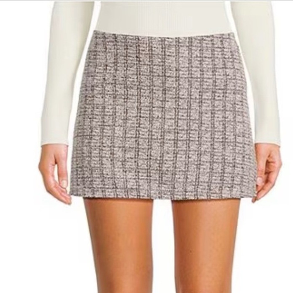 Originality Tweed Mini Skirt Plaid Preppy Schoolgirl Women Medium Pink